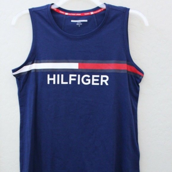 Tommy Hilfiger Sport Spellout Logo Tank Top Blue Size M - Picture 1 of 6